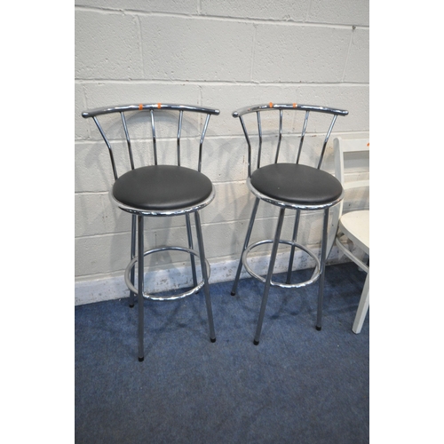 1220 - A SELECTION OF CHAIRS AND STOOLS, to include a pair of chrome tubular bar stools, with black leather... 