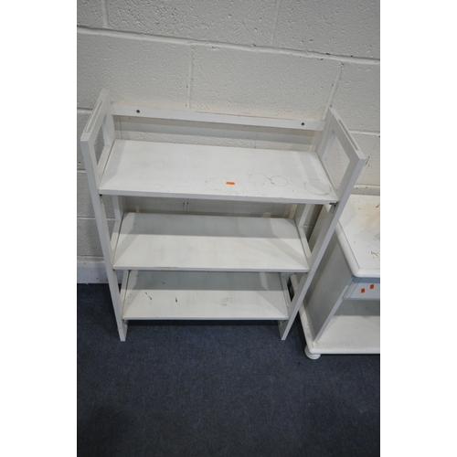 1223 - A SELECTION OF OCCASIONAL FURNITURE, to include a three tier folding dealer stand, width 71cm x dept... 