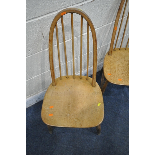 1232 - A SET OF FOUR ERCOL ELM AND BEECH QUAKER BACK CHAIRS, model 365 (condition report: all in need of re... 