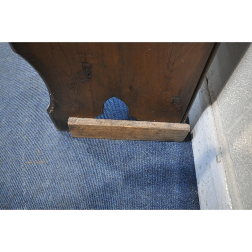 1234 - A 19TH CENTURY PINE CHURCH PEW, from Acresford Methodist Church, length 202cm x depth 42cm x height ... 