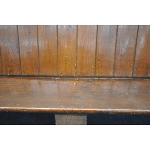 1234 - A 19TH CENTURY PINE CHURCH PEW, from Acresford Methodist Church, length 202cm x depth 42cm x height ... 