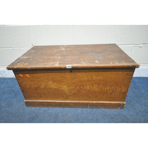 1240 - A 19TH CENTURY SCUMBLED PINE BLANKET CHEST, with a hinged lid and twin metal handles, width 86cm x d... 