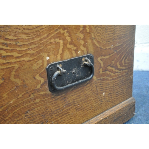 1240 - A 19TH CENTURY SCUMBLED PINE BLANKET CHEST, with a hinged lid and twin metal handles, width 86cm x d... 