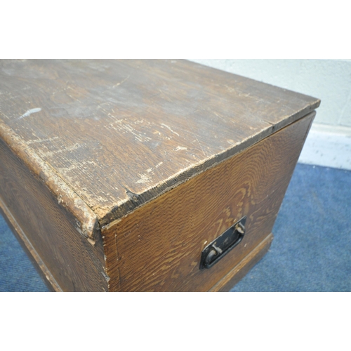 1240 - A 19TH CENTURY SCUMBLED PINE BLANKET CHEST, with a hinged lid and twin metal handles, width 86cm x d... 