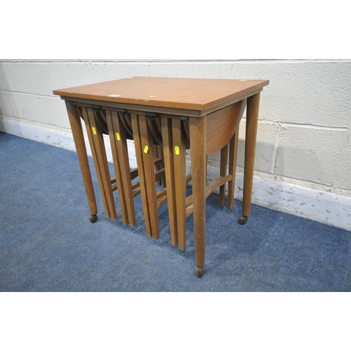 1260 - A SET OF MID CENTURY TEAK PAUL HUNDEVAD NESTING TABLES, comprising one large table and four smaller ... 