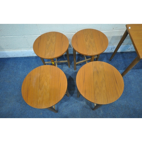 1260 - A SET OF MID CENTURY TEAK PAUL HUNDEVAD NESTING TABLES, comprising one large table and four smaller ... 