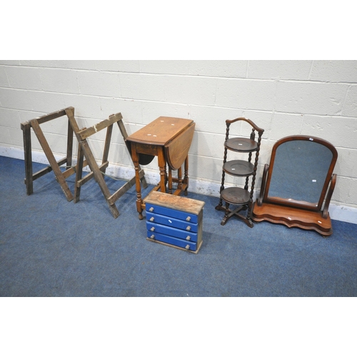 1264 - A SELECTION OF OCCASIONAL FURNITURE, to include a 20th century oak gate leg table, open width 91cm x... 