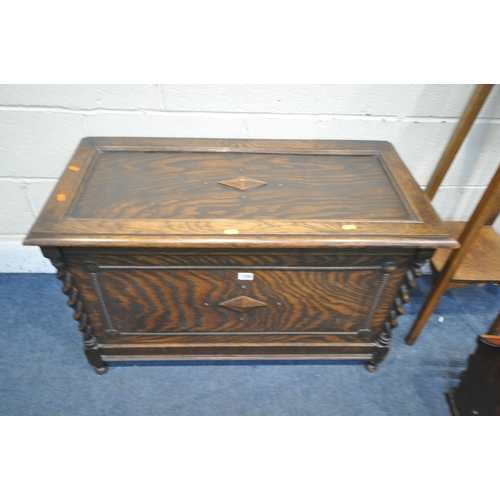 1288 - A SELECTION OF OCCASIONAL FURNITURE, to include a 20th century oak blanket chest, width 92cm x depth... 