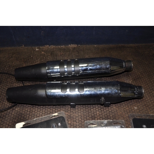 1052 - A PAIR OF HARLEY DAVIDSON SPORTSTER EXHAUST SILENCERS in powder black, stamped 64900291 H17-020, alo... 