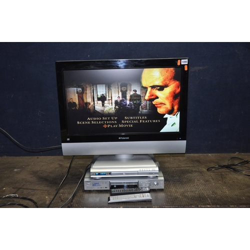 1095 - A POLAROID 28in ANALOGUE TV with remote, a Sony DVD player with remote and Bush DVD player (no remot... 