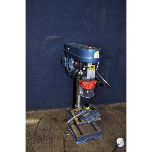 1101 - A RHINO PCX13CB PILLAR DRILL total height 58cm, a machine vice and a Power Craft table saw width 40c... 