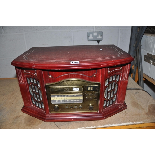 1102 - A PROLECTRIX RE/SB513798 RETRO HI FI with mahogany coloured outer cabinet (PAT pass and working)