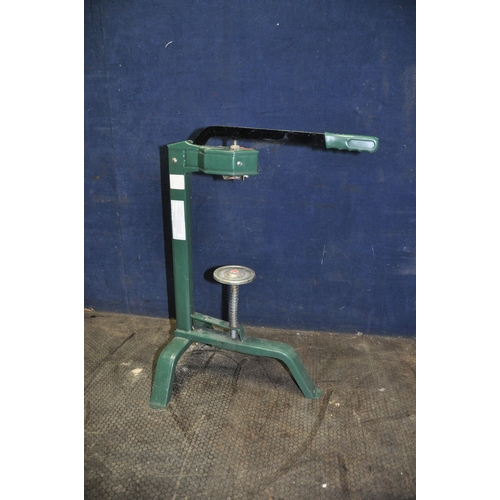 1103 - A PRESSED METAL BOTTLE CORKING STAND height 68cm