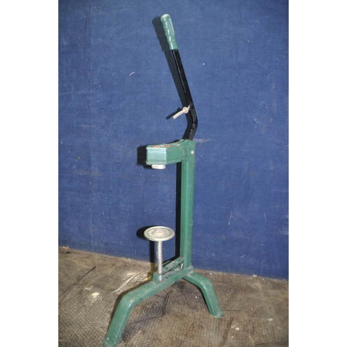 1103 - A PRESSED METAL BOTTLE CORKING STAND height 68cm