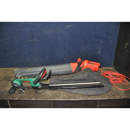 1104 - A QUALCAST CHT18LA1 CORDLESS HEDGE TRIMMER with one battery and charger , a matching pole hedge trim... 