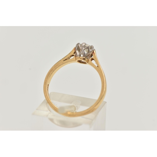 50 - AN 18CT GOLD SINGLE STONE CUBIC ZIRCONIA RING, a circular cut cubic zirconia prong set in white meta... 