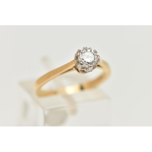 50 - AN 18CT GOLD SINGLE STONE CUBIC ZIRCONIA RING, a circular cut cubic zirconia prong set in white meta... 