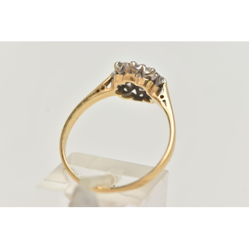 51 - A DIAMOND CLUSTER RING, round brilliant and single cut diamonds set in a white metal mount, leading ... 