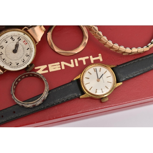 56 - A SELECTION OF LADIES WRISTWATCHES, the include a 9ct gold cased wristwatch, AF, manual wind, round ... 