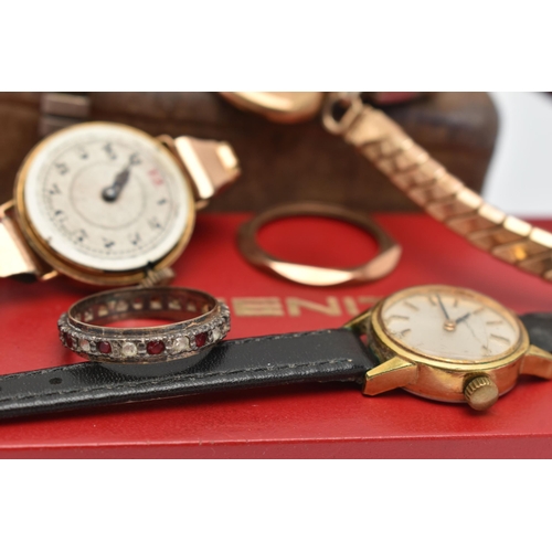 56 - A SELECTION OF LADIES WRISTWATCHES, the include a 9ct gold cased wristwatch, AF, manual wind, round ... 