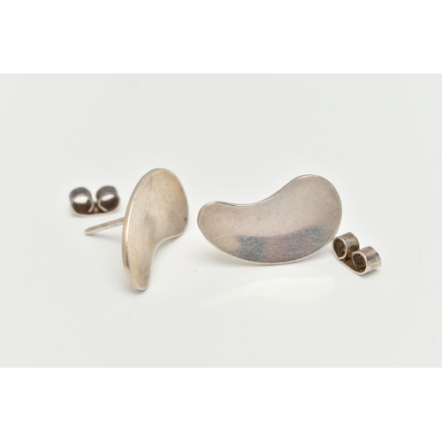 68 - A PAIR OF 'GEORG JENSEN' EARRINGS, polished abstract form, signed to the reverse 'Georg Jensen' Ster... 