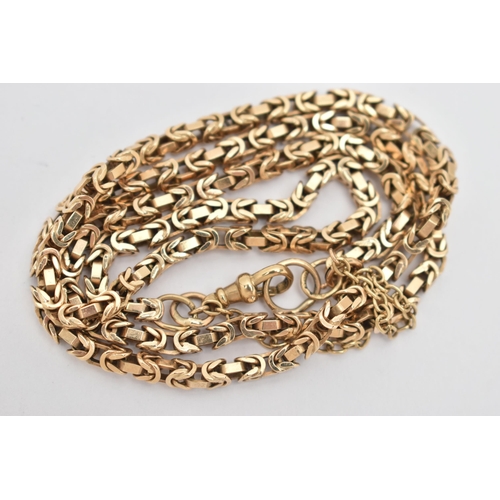 9 - A 9CT YELLOW GOLD NECKLACE, designed as a Byzantine chain with lobster claw clasp, hallmarked 9ct go... 