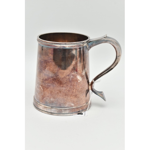 108 - AN ELIZABETH II SILVER TANKARD OF CONICAL FORM, S scroll handle, plain surface, makers Sterling Silv... 