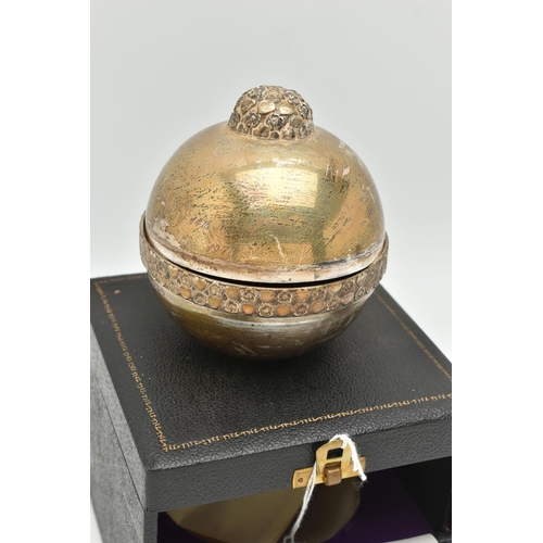 110 - A SILVER ORB TRINKET BOX, commemorating the wedding of H.R.H the Princess Anne and Captain Mark Phil... 