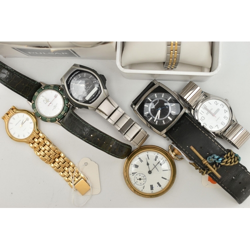 122 - AN ASSORTMENT OF WRISTWATCHES, seven wristwatches, to include a 'Mappin & Webb' quartz watch, case b... 