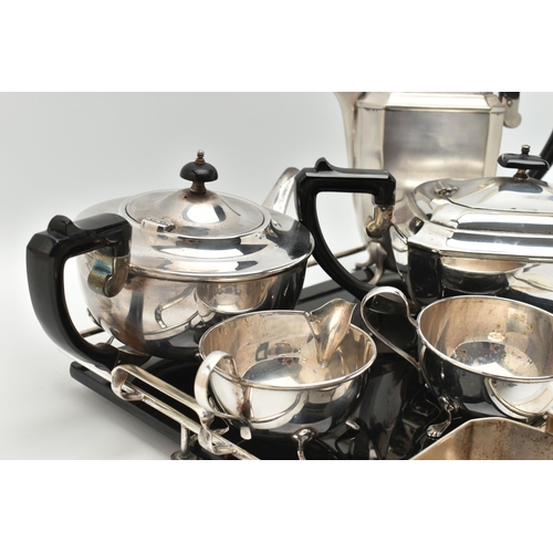 138 - A BOX OF ASSORTED WHITE METAL, to include a three piece tea set, including a tea pot, milk jug and s... 