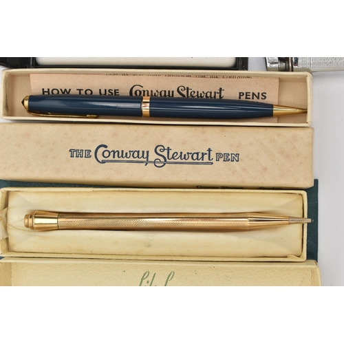 83 - AN ASSORTMENT OF ITEMS, to include a rolled gold 'Lifelong' pencil, a 'Conway Stewart' pencil, a 'Pa... 