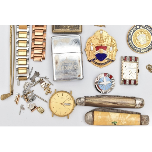 86 - AN ASSORTMENT OF FREEMASONS MEDALS AND OTHER ITEMS, a selection of five silver masonic medals, each ... 