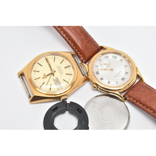 151 - A 'MARVIN' WRISTWATCH AND 'BULOVA' WATCH HEAD, quartz movement, round dial signed 'Marvin', Roman nu... 