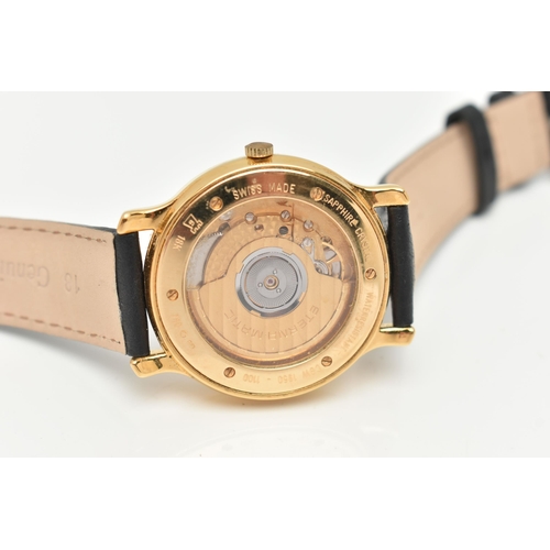 152 - AN 18CT GOLD 'TISSOT' WRISTWATCH, automatic movement, round white dial signed 'Tissot' automatic, Ro... 