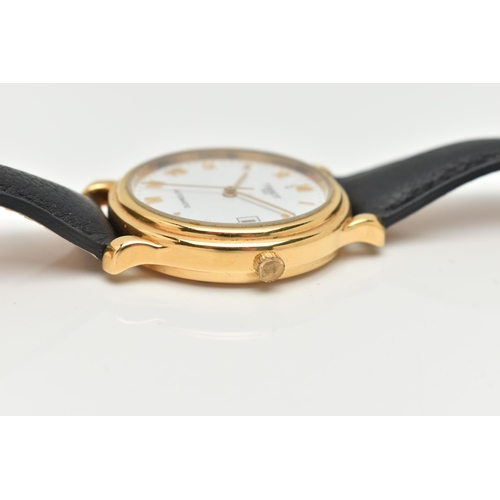 152 - AN 18CT GOLD 'TISSOT' WRISTWATCH, automatic movement, round white dial signed 'Tissot' automatic, Ro... 