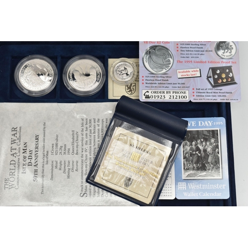 154 - A WESTMINSTER BOX CONTAINING 15x CROWN SIZE COINS, to Include a U.S. D-Day .900 Silver Dollar, Turks... 