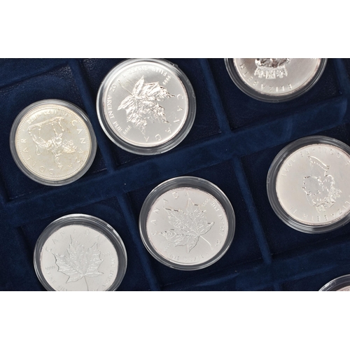 155 - A WESTMINSTER BOXED AMOUNT OF MAINLY SILVER ROYAL CANADIAN MINT COINS, to include 13x 36mm or 38mm S... 