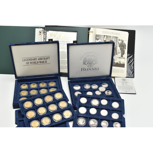 159 - A BOX   THE OFFICIAL COINS OF RUSSIA  , to include Bolshoi Ballet .900 Silver 3 Rubles coin, a furth... 