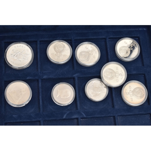 159 - A BOX   THE OFFICIAL COINS OF RUSSIA  , to include Bolshoi Ballet .900 Silver 3 Rubles coin, a furth... 