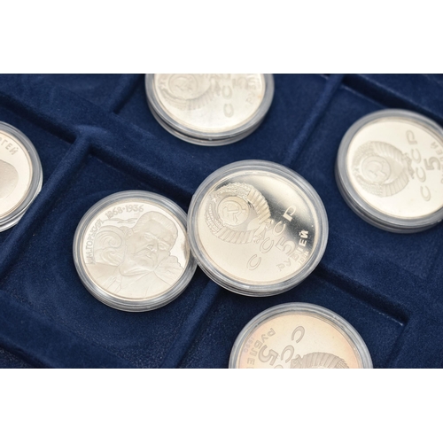 159 - A BOX   THE OFFICIAL COINS OF RUSSIA  , to include Bolshoi Ballet .900 Silver 3 Rubles coin, a furth... 