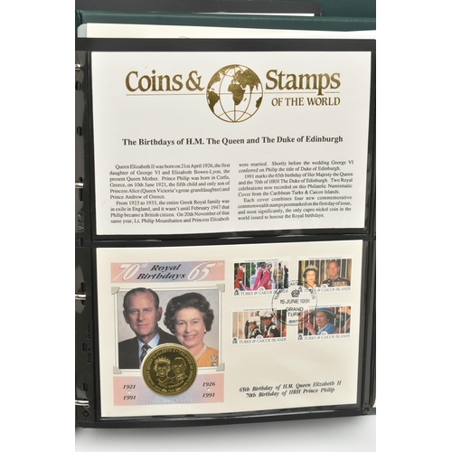 160 - FOUR ALBUMS OF COIN/STAMP COVERS, to include an album of seventeen coin covers, five Sherlock Holmes... 