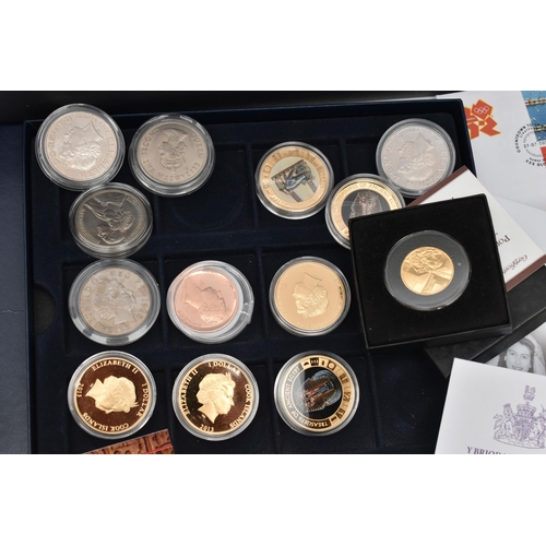 165 - TWO SHOE BOXES CONTAINING UK AND WORLD COINAGE, to include a USA 2005 Proof Mint Set of coins, 2000 ... 