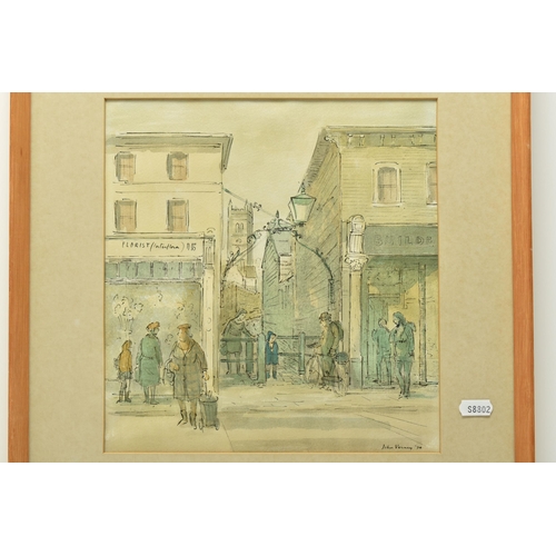 303 - JOHN VERNEY (1913-1993) 'PEDESTRIAN CROSSING, WEST STREET II', a ink and watercolour illustration de... 