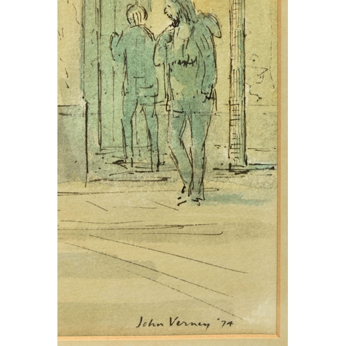 303 - JOHN VERNEY (1913-1993) 'PEDESTRIAN CROSSING, WEST STREET II', a ink and watercolour illustration de... 