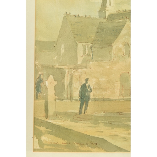 305 - JOHN VERNEY (1913-1993) 'St ANDREWS CHURCH, COTTAGES AND SCHOOL',  depicting schoolboys playing in a... 