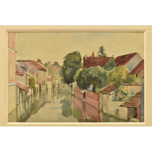 310 - A LATE 19TH CENTURY FRENCH CANAL SCENE, titled 'Nemours, August 8/82, Le Petit Riviera' verso, unsig... 