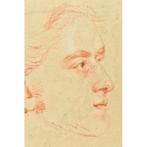 311 - AN UNSIGNED 19TH CENTURY PORTRAIT STUDY, depicting the head of a gentleman, red chalk on paper, attr... 