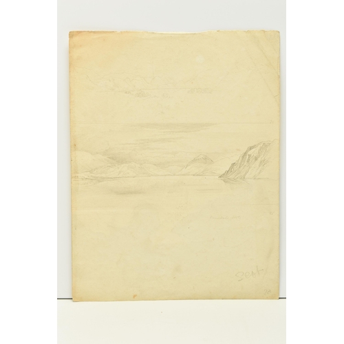 313 - SIX PAGES OF UNSIGNED 19TH CENTURY SKETCHES AND A WATERCOLOUR FRAGMENT, comprising a fragment of a w... 