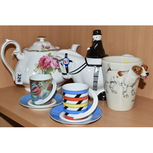 326 - A GROUP OF TEAWARE, comprising a Royal Albert 'American Beauty' pattern teapot (small pit in the gla... 