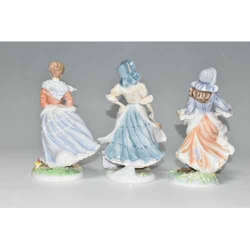 328 - THREE LIMITED EDITION ROYAL WORCESTER 'OLD COUNTRY WAYS' FIGURINES, comprising The Milkmaid 6102/950... 